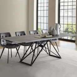 Viadurini Living Ausziehbare Esstische-Ausziehbarer Esstisch Bis zu 240 cm aus Keramikglas und Stahl - Bortolo