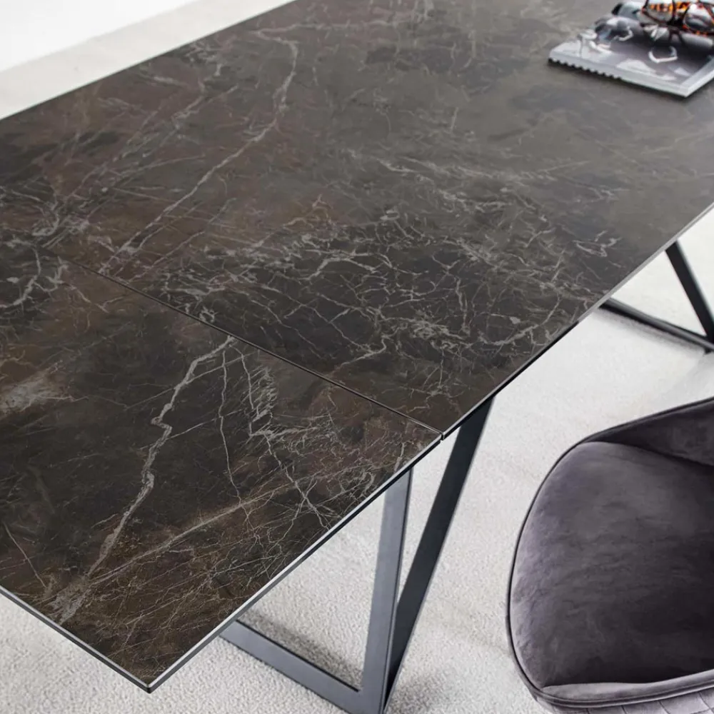 Viadurini Living Ausziehbare Esstische-Ausziehbarer Esstisch Bis zu 240 cm aus Keramikglas und Stahl - Bortolo