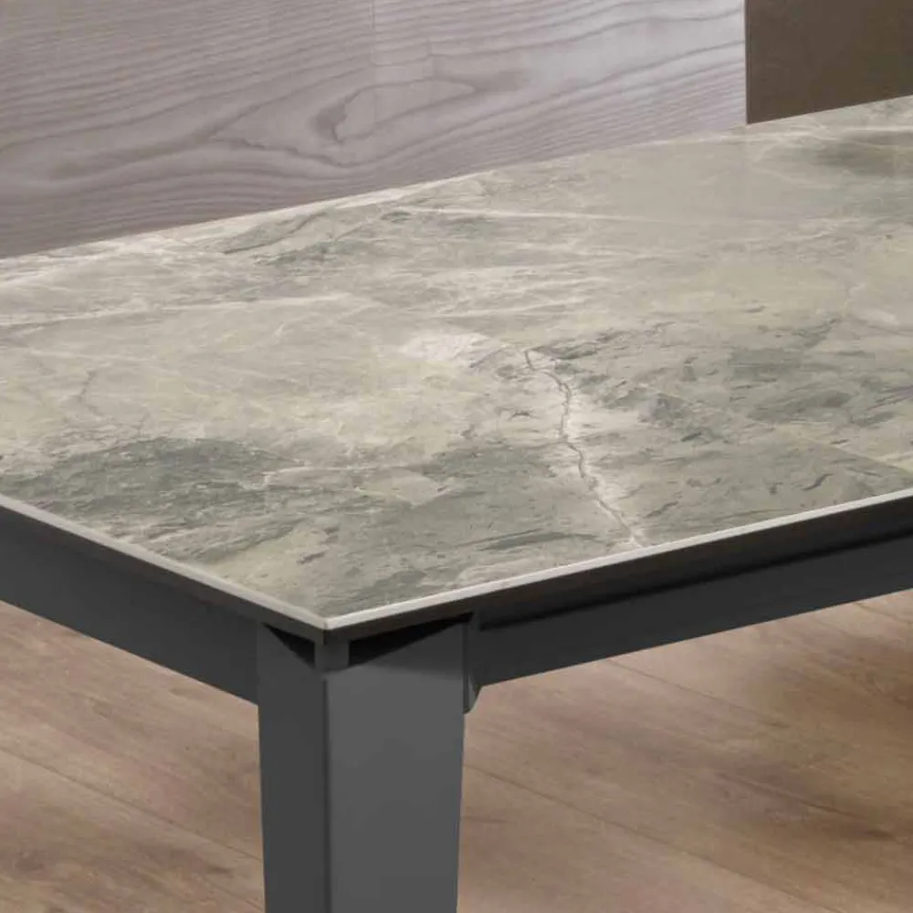 Viadurini Living Ausziehbare Esstische-Ausziehbarer Esstisch Bis zu 170 cm in modernem Metall und Keramik - Syrta