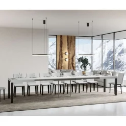 Viadurini Living Ausziehbare Esstische-Ausziehbarer Esstisch bis 440 cm aus Holz und Eisen, hergestellt in Italien – Foxy