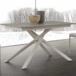 Viadurini Ausziehbare Esstische-Ausziehbarer Esstisch bis 190 cm aus Holz mit einer Kreuzstruktur Lecce