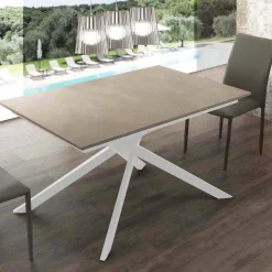 Viadurini Ausziehbare Esstische-Ausziehbarer Esstisch bis 190 cm aus Holz mit einer Kreuzstruktur Lecce