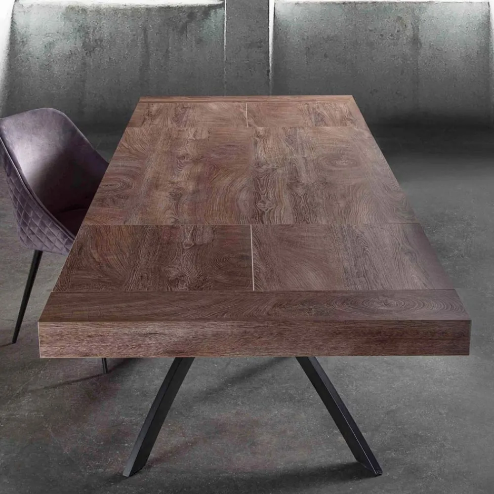 Viadurini Living Ausziehbare Esstische-Ausziehbarer Esstisch Bis zu 260 cm aus Melaminholz und Metall - Lukas