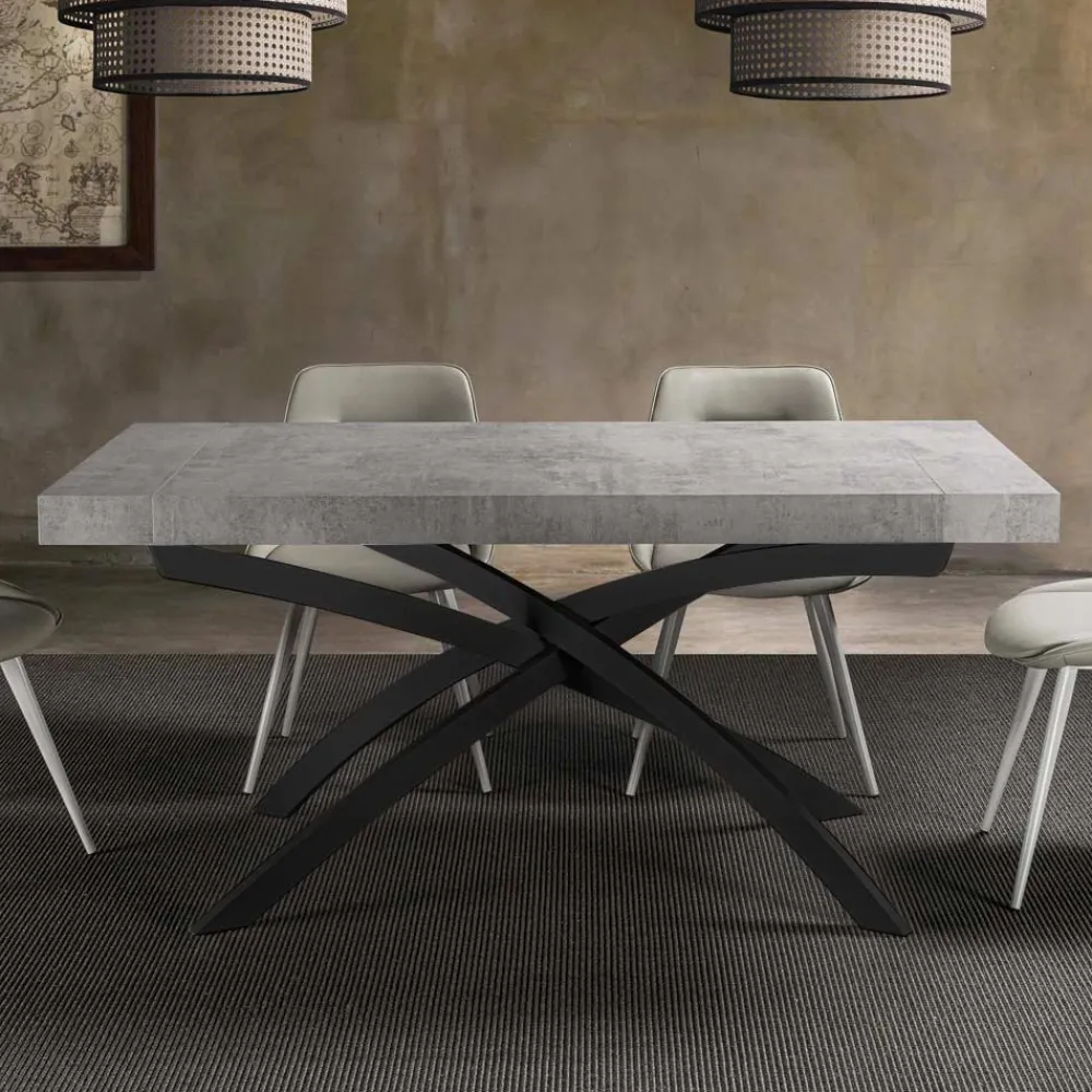 Viadurini Living Ausziehbare Esstische-Ausziehbarer Esstisch Bis zu 260 cm aus Melaminholz und Metall - Lukas