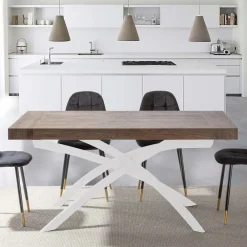 Viadurini Living Ausziehbare Esstische-Ausziehbarer Esstisch Bis zu 260 cm aus Melaminholz und Metall - Lukas