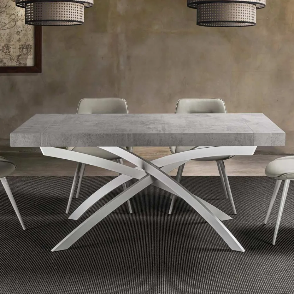 Viadurini Living Ausziehbare Esstische-Ausziehbarer Esstisch Bis zu 260 cm aus Melaminholz und Metall - Lukas