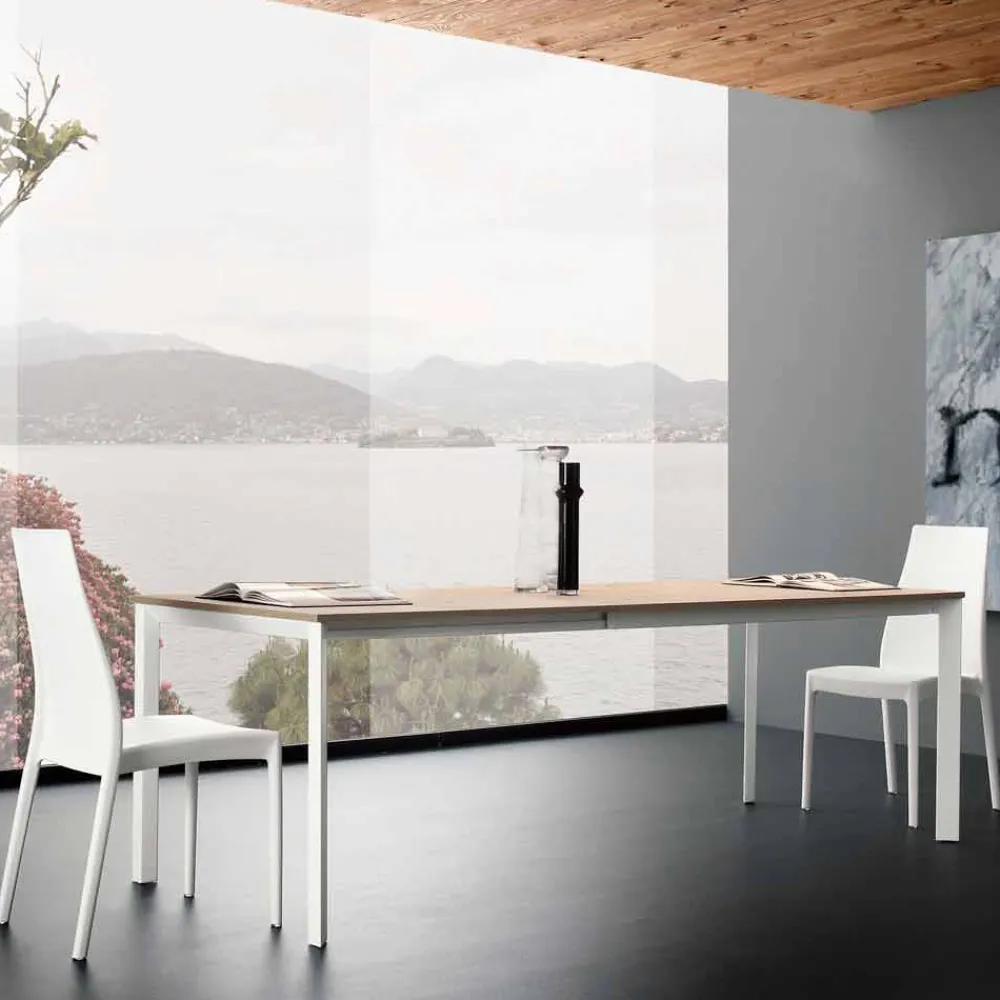 Viadurini Living Ausziehbare Esstische-Ausziehbarer Esstisch Bis zu 230 cm aus Melamin Made in Italy - Platin