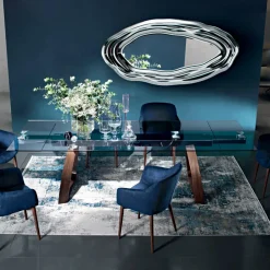 Viadurini Living Ausziehbare Esstische-Ausziehbarer Esstisch bis 280 cm aus Glas, hergestellt in Italien – Antimo