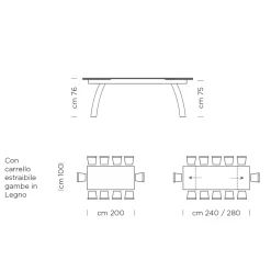 Viadurini Living Ausziehbare Esstische-Ausziehbarer Esstisch bis 280 cm aus Glas, hergestellt in Italien – Antimo