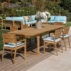 Viadurini in the Garden Gartentische Aus Teakholz-Ausziehbarer Gartentisch mit Stühlen und Sesseln aus Teakholz - Marie