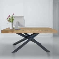 Viadurini Living Esstische Nach Mass|Ausziehbare Esstische-Ausziehbarer Indoor-Tisch aus Massivholz und Metall Made in Italy - Khal