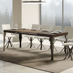 Viadurini Living Ausziehbare Esstische-Ausziehbarer Küchentisch aus anthrazitfarbenem Holz und Eisen, hergestellt in Italien – Sassone