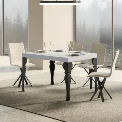 Viadurini Living Ausziehbare Esstische-Ausziehbarer Küchentisch aus anthrazitfarbenem Holz und Eisen, hergestellt in Italien – Sassone