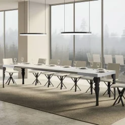 Viadurini Living Ausziehbare Esstische-Ausziehbarer Küchentisch aus anthrazitfarbenem Holz und Eisen, hergestellt in Italien – Sassone