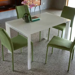 Viadurini Living Ausziehbare Esstische-Ausziehbarer Küchentisch bis 170 cm aus Metall und gehärtetem Glas - Berto