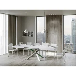 Viadurini Living Ausziehbare Esstische-Ausziehbarer Küchentisch bis 440 cm aus Holz und Eisen, hergestellt in Italien – Lennon