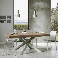 Viadurini Living Ausziehbare Esstische-Ausziehbarer Küchentisch bis 440 cm aus Holz und Eisen, hergestellt in Italien – Lennon