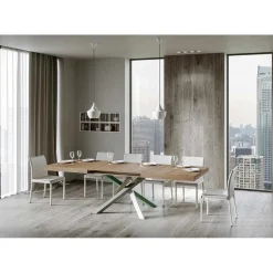 Viadurini Living Ausziehbare Esstische-Ausziehbarer Küchentisch bis 440 cm aus Holz und Eisen, hergestellt in Italien – Lennon