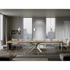 Viadurini Living Ausziehbare Esstische-Ausziehbarer Küchentisch bis 440 cm aus Holz und Eisen, hergestellt in Italien – Lennon