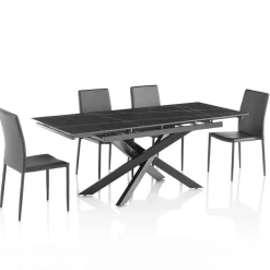 Viadurini Living Ausziehbare Esstische-Ausziehbarer Keramiktisch auf 200 cm mit 4 Stühlen – Aisha