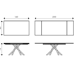 Viadurini Living Ausziehbare Esstische-Ausziehbarer Keramiktisch auf 200 cm mit 4 Stühlen – Aisha