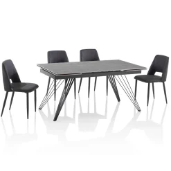 Viadurini Living Ausziehbare Esstische-Ausziehbarer Keramiktisch auf 240 cm mit 4 Stühlen – Leila