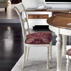 Viadurini Classic Ausziehbare Esstische-Ausziehbarer runder Tisch mit Intarsien und 4 Stühlen, hergestellt in Italien – Alite