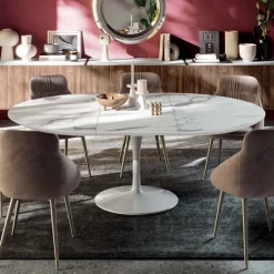 Viadurini Living Runde Tische-Ausziehbarer runder Wohnzimmertisch aus Laminat, hergestellt in Italien – Dollars