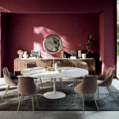 Viadurini Living Runde Tische-Ausziehbarer runder Wohnzimmertisch aus Laminat, hergestellt in Italien – Dollars