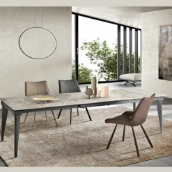 Viadurini Living Ausziehbare Esstische-Ausziehbarer Teleskoptisch bis 240 cm aus Metall und Feinsteinzeug - Achille