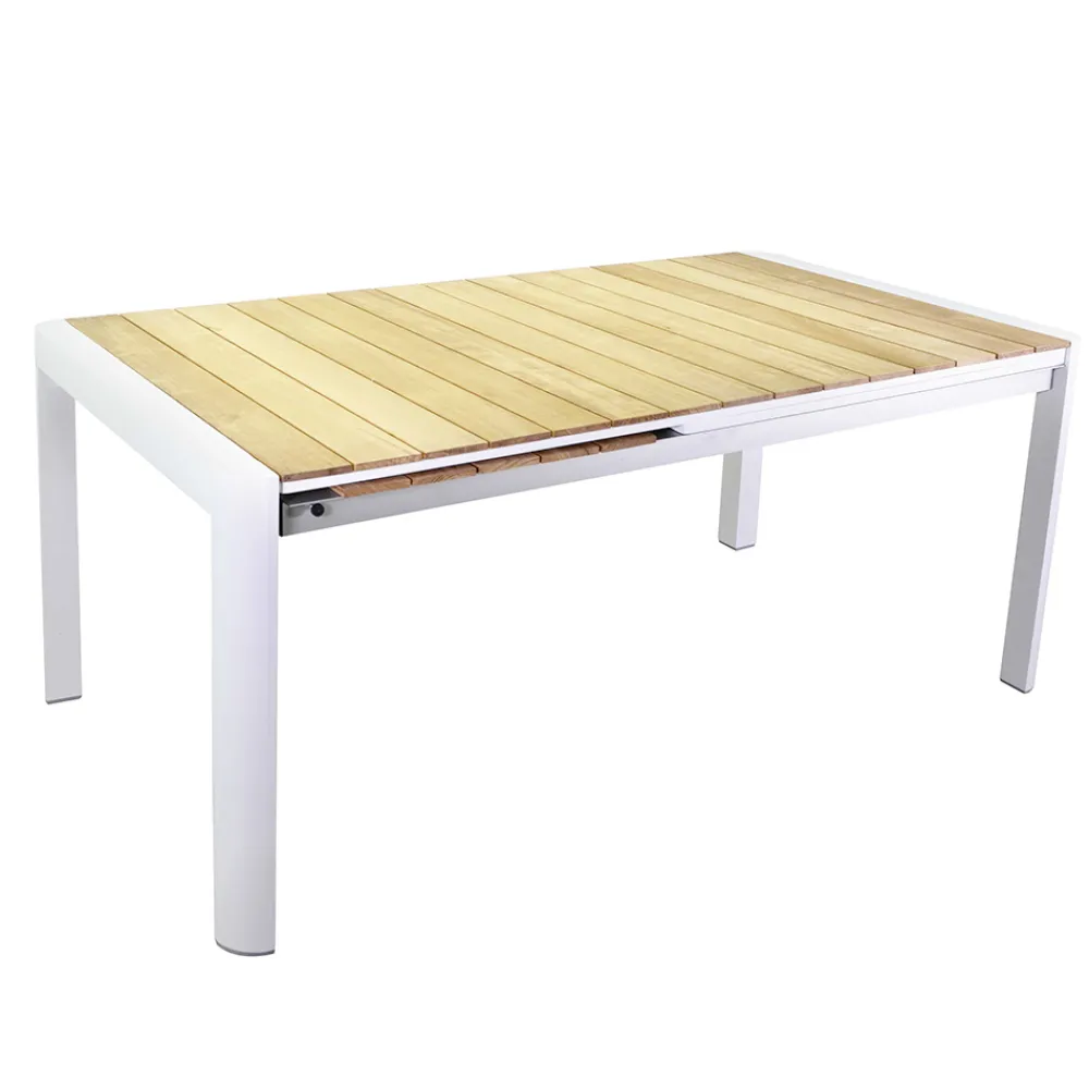 Viadurini in the Garden Gartentische Aus Aluminium|Ausziehbare Gartentische-Ausziehbarer Tisch 240 cm aus weißem Aluminium und Teakholzplatte - Diary