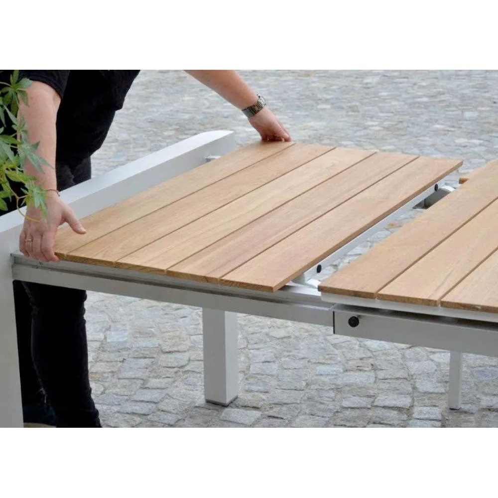 Viadurini in the Garden Gartentische Aus Aluminium|Ausziehbare Gartentische-Ausziehbarer Tisch 240 cm aus weißem Aluminium und Teakholzplatte - Diary