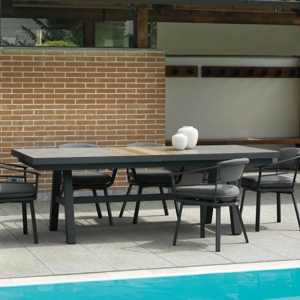 Viadurini in the Garden Gartentische Aus Aluminium|Ausziehbare Gartentische-Ausziehbarer Tisch 303 cm aus Aluminium mit HPL-Platte - Righello