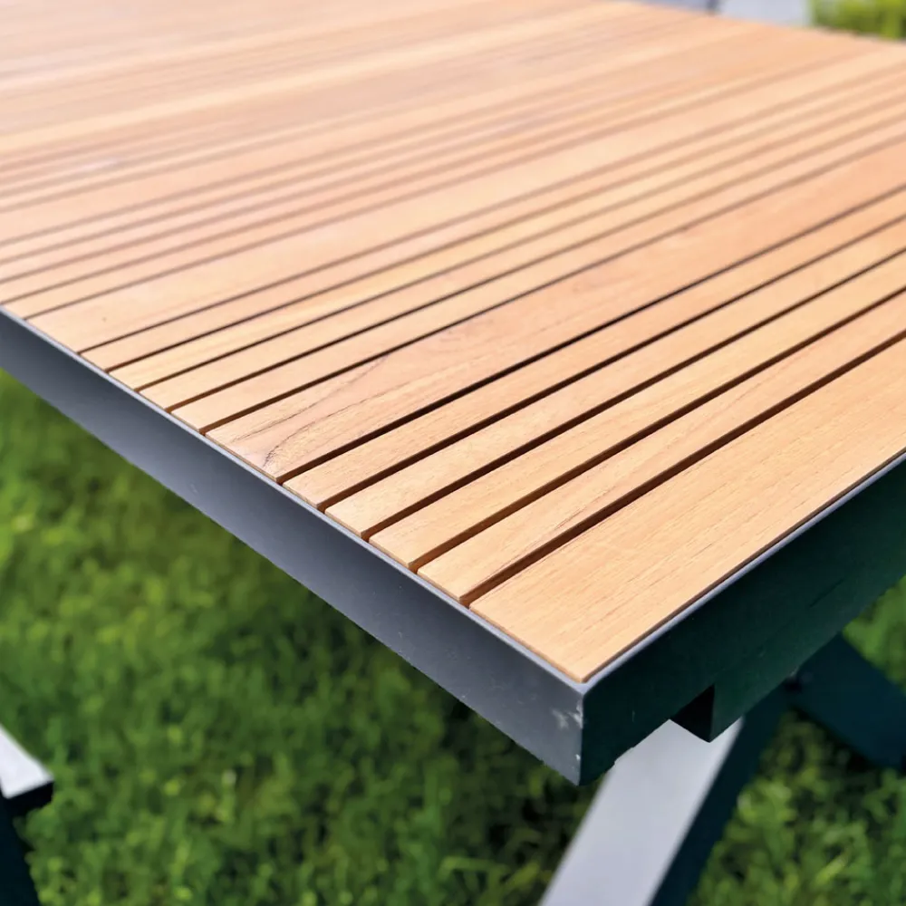 Viadurini in the Garden Gartentische Aus Aluminium|Ausziehbare Gartentische-Ausziehbarer Tisch 263 cm aus Aluminium und massivem Teakholz - Lilia