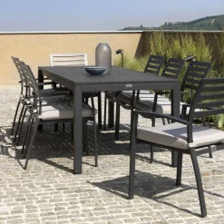 Viadurini in the Garden Gartentische Aus Aluminium|Ausziehbare Gartentische-Ausziehbarer Tisch 220 cm in Anthrazit-Aluminium für den Garten - Schere