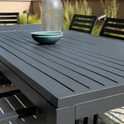 Viadurini in the Garden Gartentische Aus Aluminium|Ausziehbare Gartentische-Ausziehbarer Tisch 220 cm in Anthrazit-Aluminium für den Garten - Schere