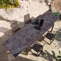 Viadurini in the Garden Gartentische Aus Aluminium|Ausziehbare Gartentische-Ausziehbarer Tisch 340 cm Speisen im Freien aus Aluminium und Glas oder Laminam - Julie