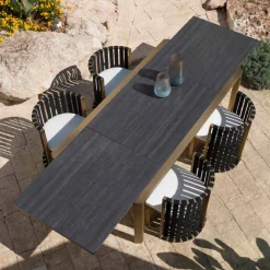 Viadurini in the Garden Gartentische Aus Aluminium|Ausziehbare Gartentische-Ausziehbarer Tisch 340 cm Speisen im Freien aus Aluminium und Glas oder Laminam - Julie