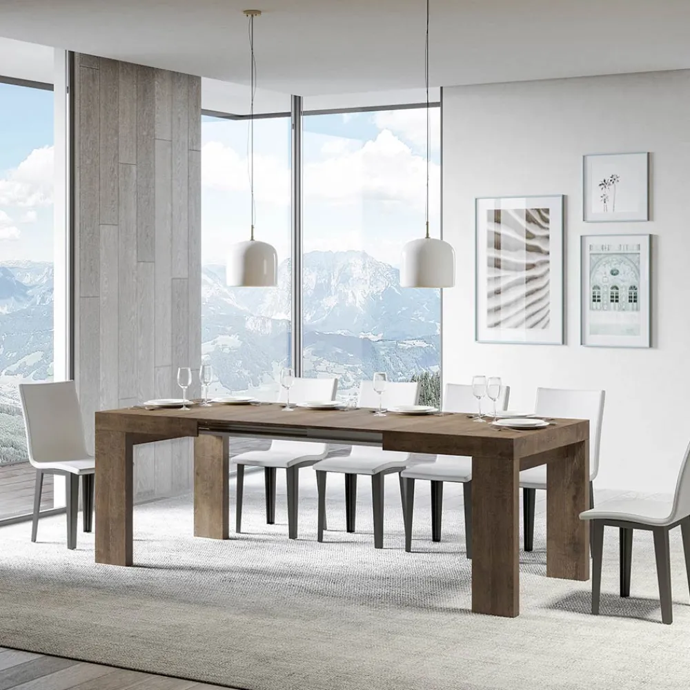 Viadurini Living Ausziehbare Esstische-Ausziehbarer Tisch auf 440 cm aus Mikropartikeln aus Holz, hergestellt in Italien – Baum