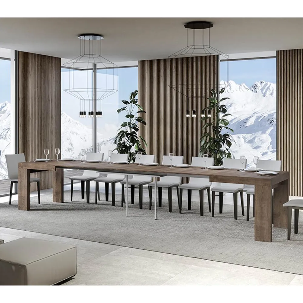 Viadurini Living Ausziehbare Esstische-Ausziehbarer Tisch auf 440 cm aus Mikropartikeln aus Holz, hergestellt in Italien – Baum