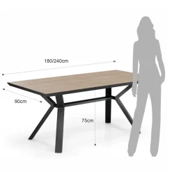 Viadurini Living Ausziehbare Esstische-Ausziehbarer Tisch auf 240 cm aus schwarzem Metall und MDF – Donzella