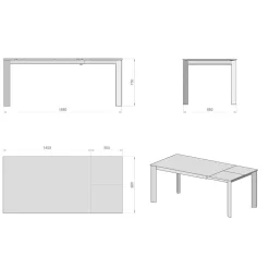 Viadurini Living Ausziehbare Esstische-Ausziehbarer Tisch auf 190 cm aus Keramik, Melamin und Metall – Sara