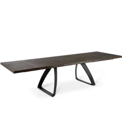 Viadurini Living Ausziehbare Esstische-Ausziehbarer Tisch auf 300 cm aus Eichenfurnier und Aluminiumbasis – Travis