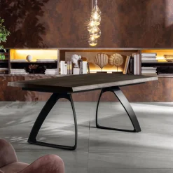 Viadurini Living Ausziehbare Esstische-Ausziehbarer Tisch auf 300 cm aus Eichenfurnier und Aluminiumbasis – Travis