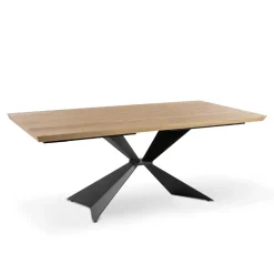 Viadurini Living Ausziehbare Esstische-Ausziehbarer Tisch auf 300 cm mit Metallgestell und Eichenholzplatte – Marineblau