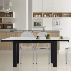 Viadurini Living Ausziehbare Esstische-Ausziehbarer Tisch auf 180 cm in weißem Marmor-Finish – Brotola