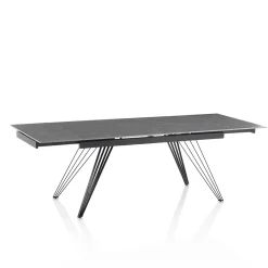 Viadurini Living Ausziehbare Esstische-Ausziehbarer Tisch auf 240 cm aus Keramik und schwarzem Metall – Leila