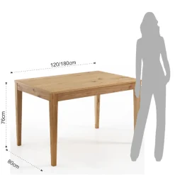 Viadurini Living Ausziehbare Esstische-Ausziehbarer Tisch auf 180 cm aus massivem Birkenholz – Thallium