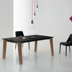 Viadurini Living Ausziehbare Esstische-Ausziehbarer Tisch auf 2,4 m aus Massivholz und Keramikplatte - Antares