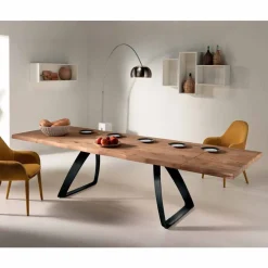 Viadurini Living Ausziehbare Esstische-Ausziehbarer Tisch aus Furnierholz Eiche und Metall schwarz Travis